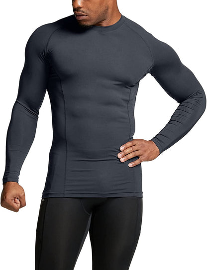 Men's UPF 50+ Long Sleeve Compression Rash Guard for Water Sports and Athletic Workouts