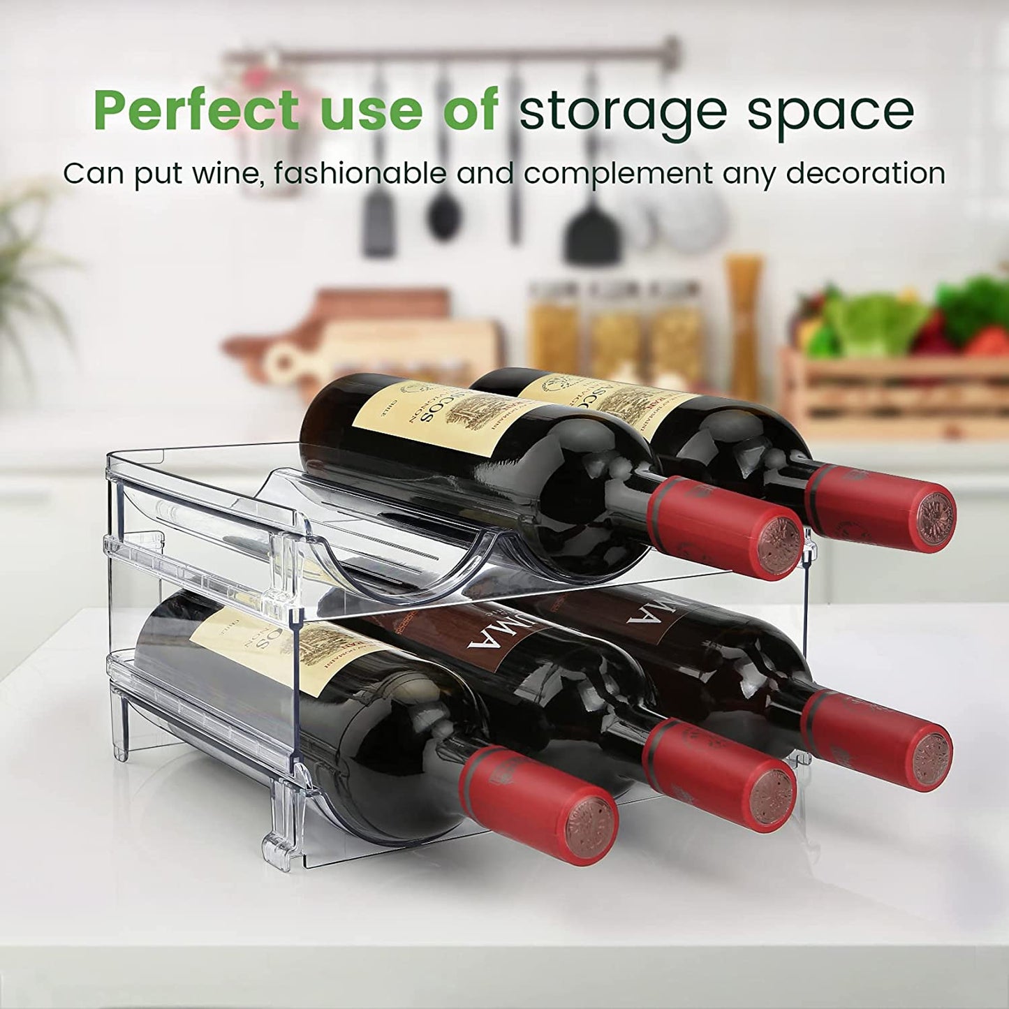 Water Bottle Storage Organizer Set - 2 Pack Stackable Cabinet Rack