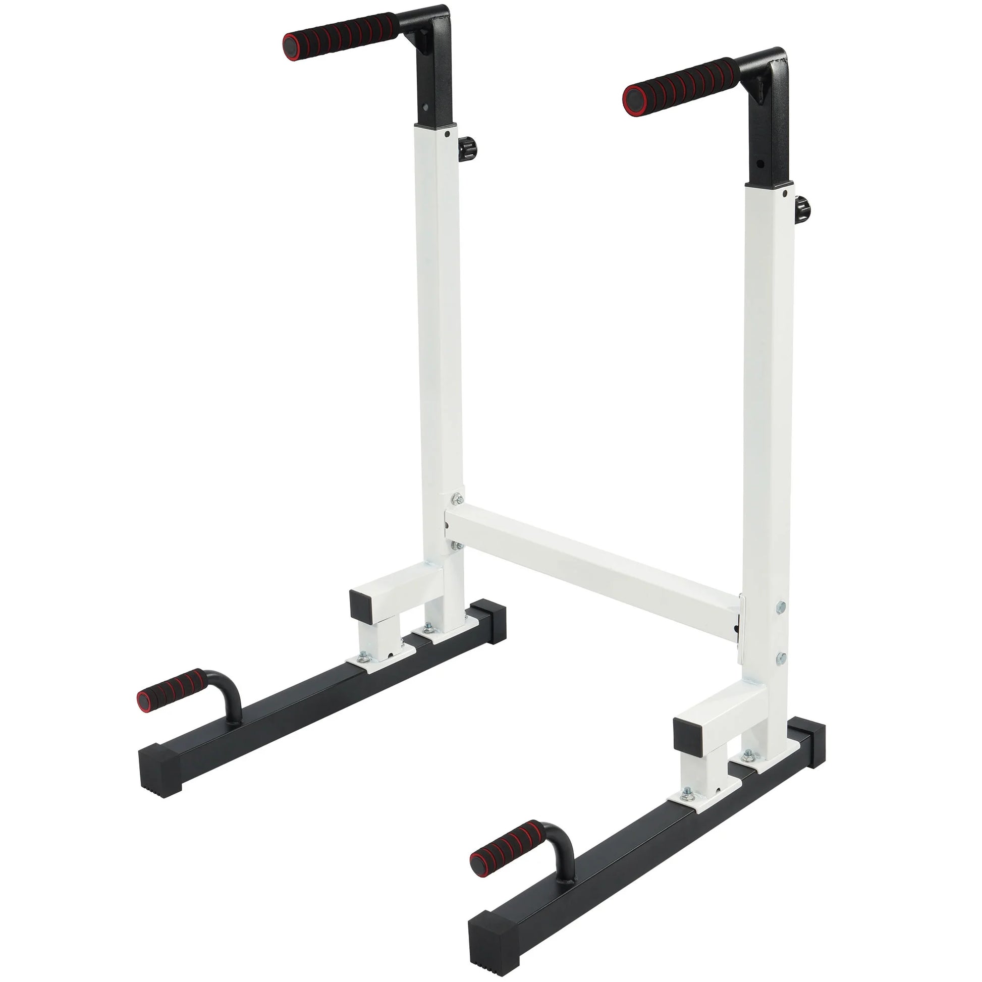 Adjustable Height Steel Frame Dip Station with 500 lb Weight Capacity - White