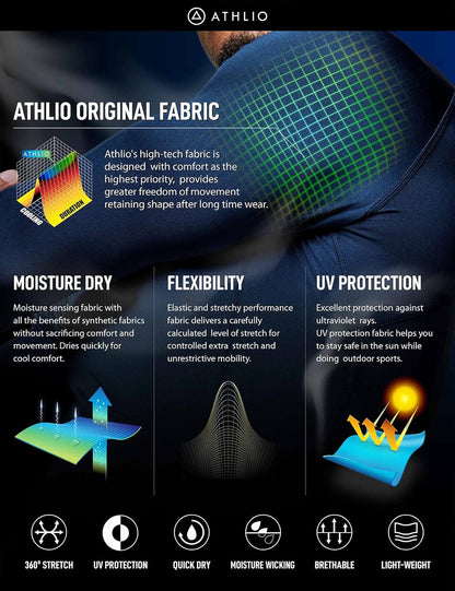 Men's UPF 50+ Long Sleeve Compression Rash Guard for Water Sports and Athletic Workouts