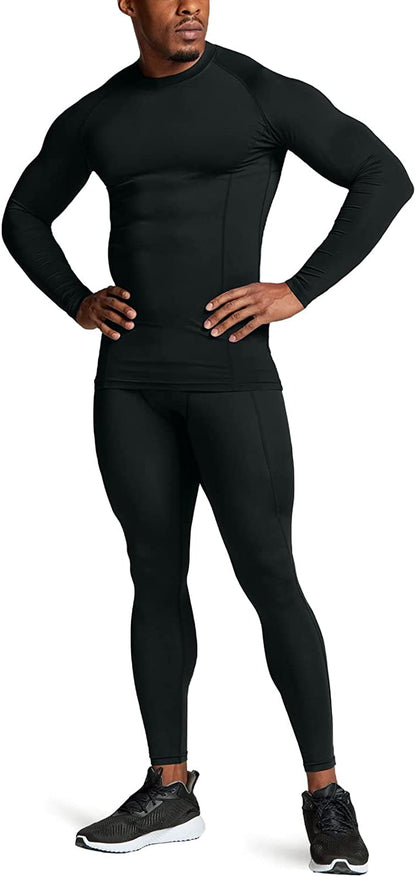 Men's UPF 50+ Long Sleeve Compression Rash Guard for Water Sports and Athletic Workouts