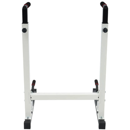 Adjustable Height Steel Frame Dip Station with 500 lb Weight Capacity - White