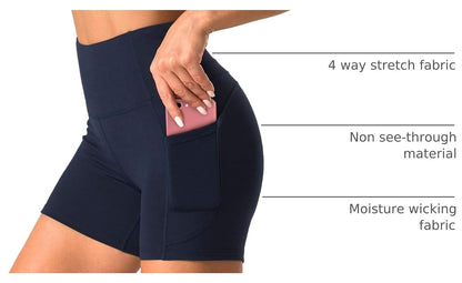 High-Waisted Women's Athletic Shorts with Tummy Control and Dual Side Pockets for Gym, Yoga, and Running
