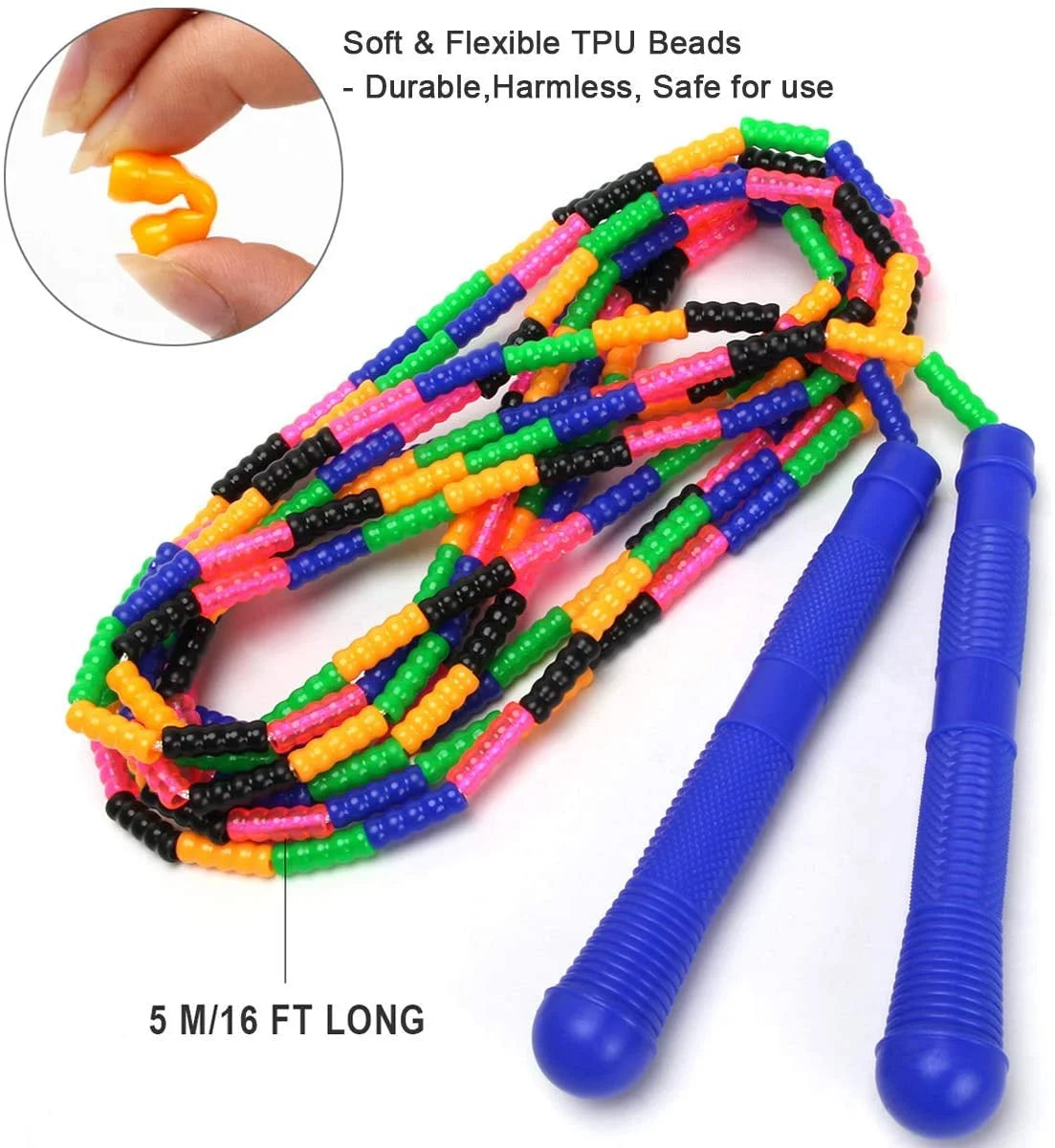 2-Pack 16 FT Double Dutch Jump Rope with Beaded Design and Ergonomic Handle