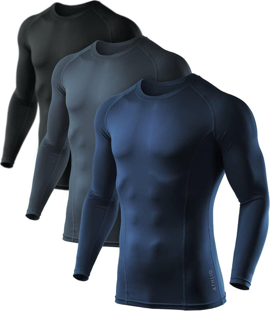 Men's UPF 50+ Long Sleeve Compression Rash Guard for Water Sports and Athletic Workouts