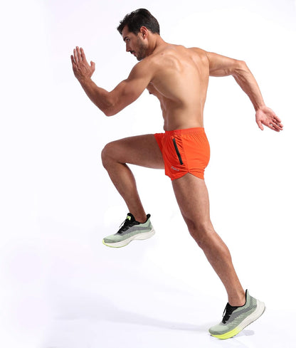 Men's 3-Inch Quick-Dry Running Shorts with Zipper Pockets for Athletic Workouts