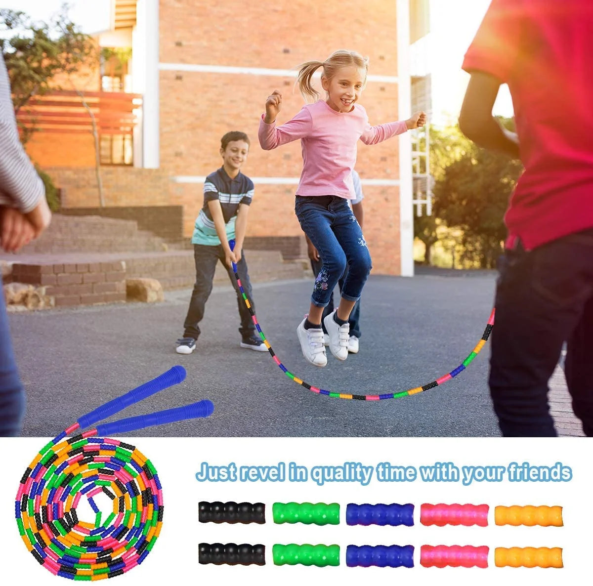 2-Pack 16 FT Double Dutch Jump Rope with Beaded Design and Ergonomic Handle