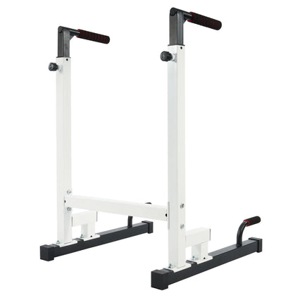 Adjustable Height Steel Frame Dip Station with 500 lb Weight Capacity - White