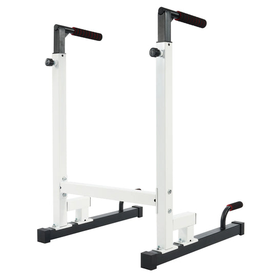 Adjustable Height Steel Frame Dip Station with 500 lb Weight Capacity - White