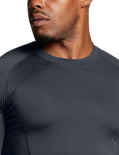 Men's UPF 50+ Long Sleeve Compression Rash Guard for Water Sports and Athletic Workouts