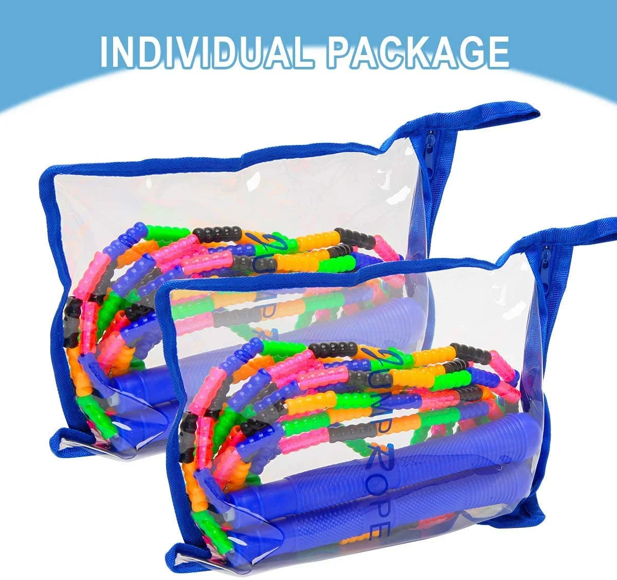 2-Pack 16 FT Double Dutch Jump Rope with Beaded Design and Ergonomic Handle