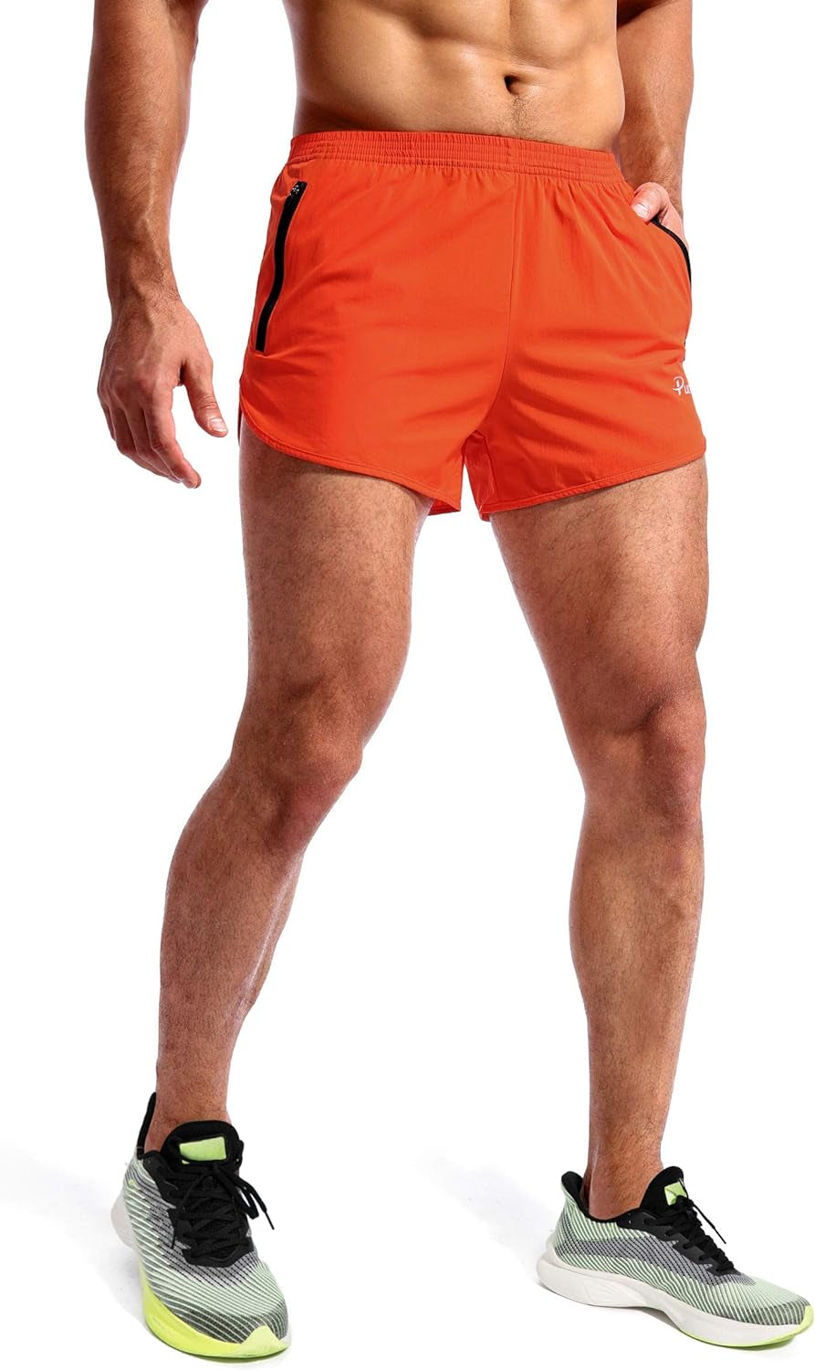 Men's 3-Inch Quick-Dry Running Shorts with Zipper Pockets for Athletic Workouts