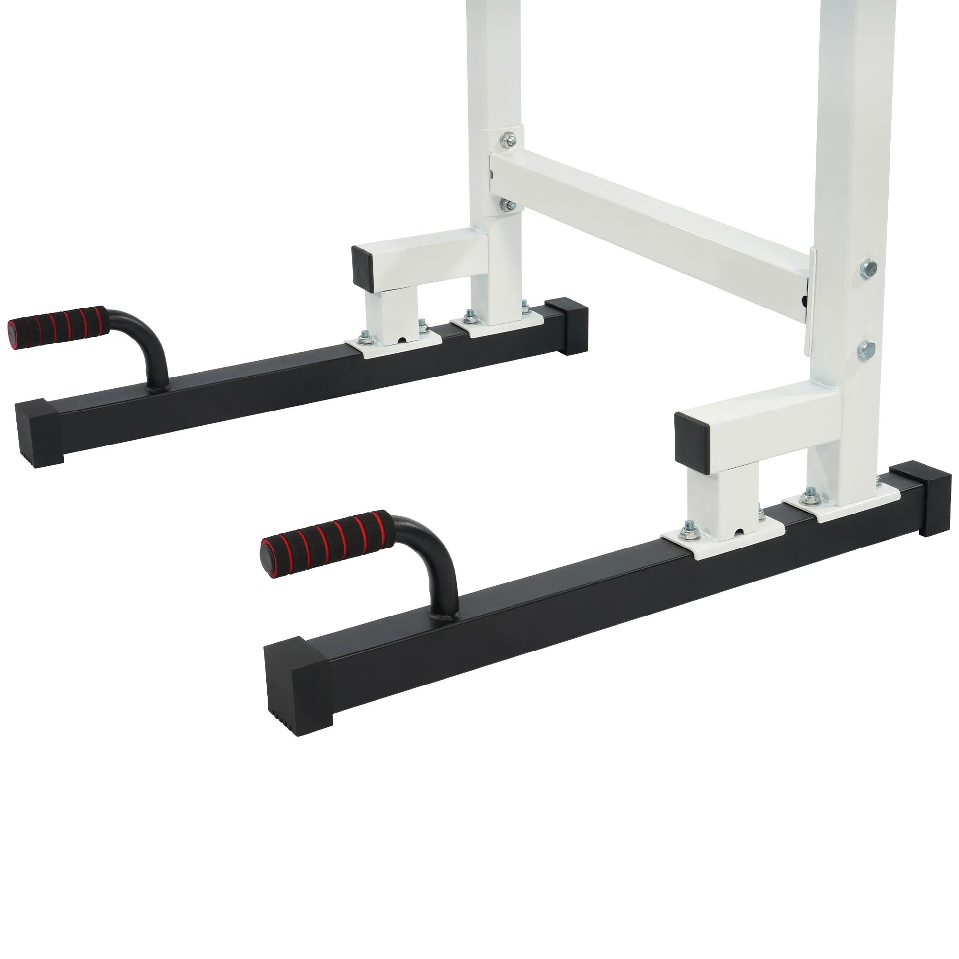 Adjustable Height Steel Frame Dip Station with 500 lb Weight Capacity - White