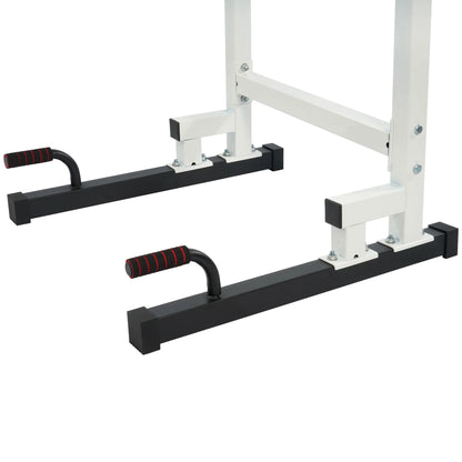 Adjustable Height Steel Frame Dip Station with 500 lb Weight Capacity - White