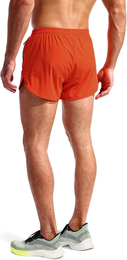 Men's 3-Inch Quick-Dry Running Shorts with Zipper Pockets for Athletic Workouts